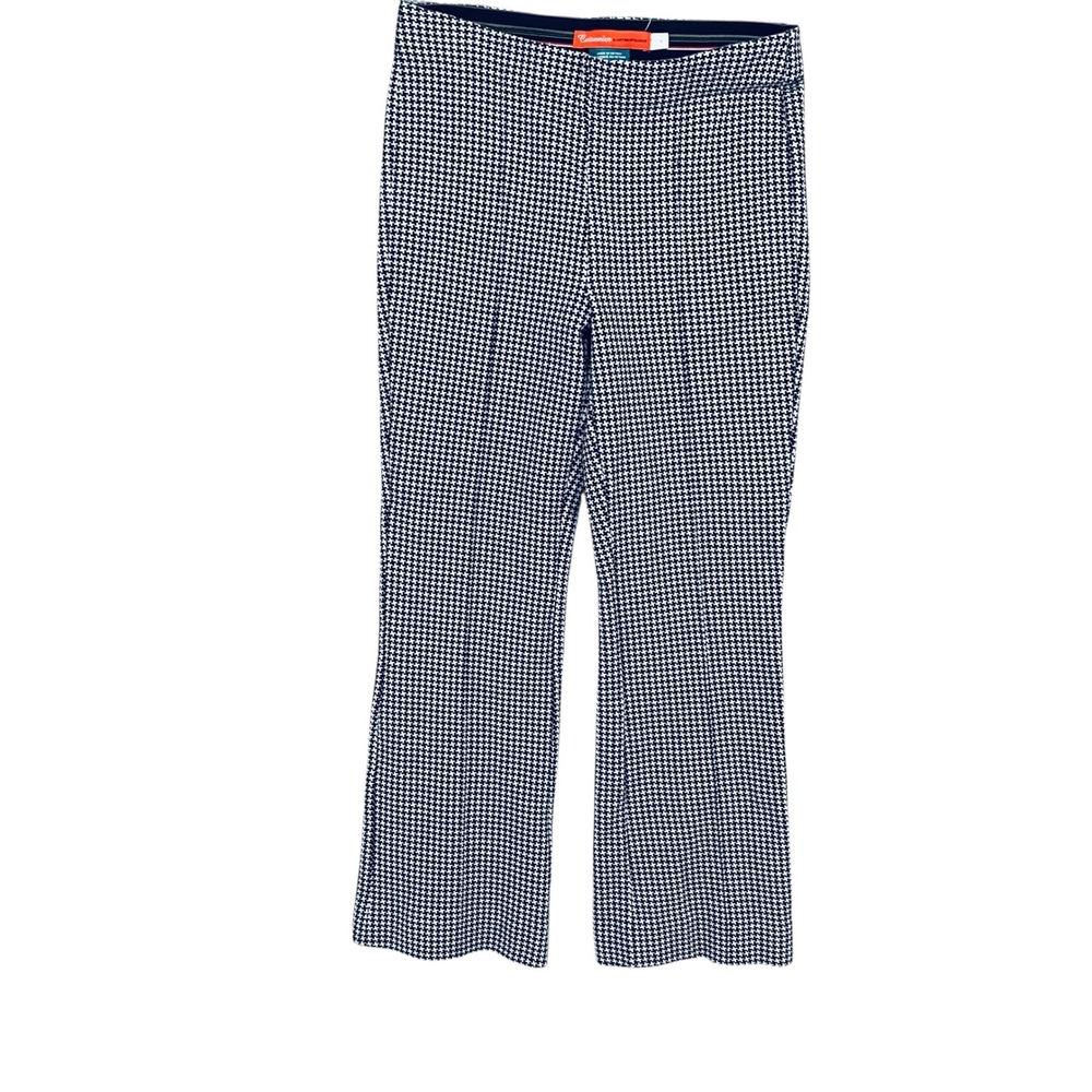 Cartonnier Anthropologie Navy White Houndstooth Knit‎ Flare Pants Womens Size S